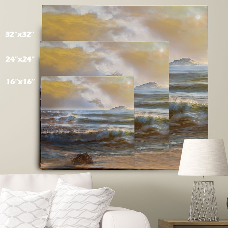 « distante island i » par mike calascibetta, reproduction d’art sur toile tendue encadrée, H 32 po x l 32 po x P 1,5 po