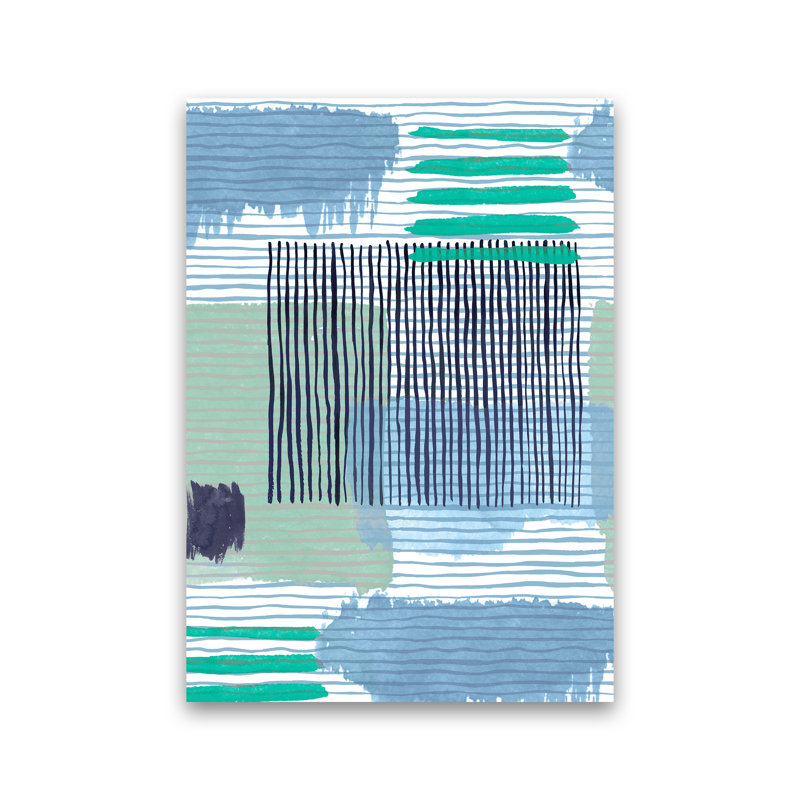 Abstract Striped Geo Green - Print, No Framed, 30cm H x 21cm W x 1cm D