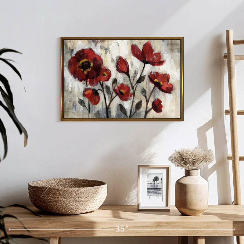 Simplicité florale, 19 po x 13 po, Cadre flottant doré