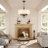 4-Light 18 Inch Rustic Farmhouse Drum Chandelier With Fabric Shade For Dining Room Bedroom Kitchen Island Living Room Hallway
