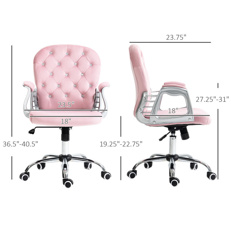 Vinsetto Velvet Home Office Chair, Pink, Velvet