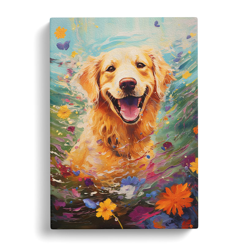 Golden Retriever Impressionism No.2 - Print, 60cm H x 40cm W x 3cm D