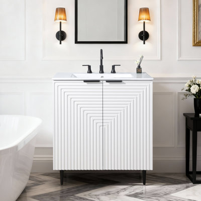 Meuble-lavabo moderne 30 po avec portes à fermeture douce