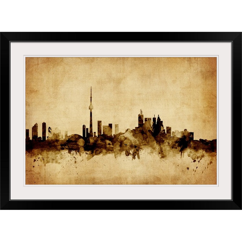 «Toronto Canada Skyline» par Francy, impression, Cadre noir, H 20 po x l 26 po x P 1 po