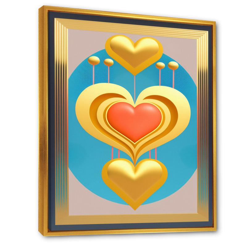 Dericka Shining Contemporary Red Heart III - impression sur toile tendue, H 32 po x l 16 po x P 1 po