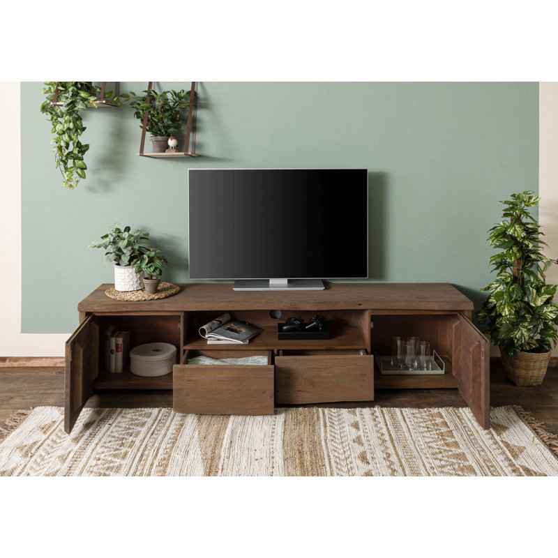 Pure Mango Unfinished TV Stand for TVs up to 75", Brown/Sandblasted