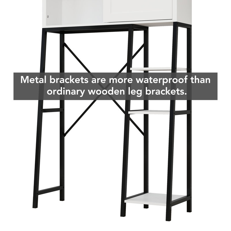 Over The Toilet Storage Cabinet With Sliding Barn Door, Bathroom Shelves Over Toilet Storage Featuring Adjustable Shelves And Side Storage Rack For Compact Bathrooms Use White