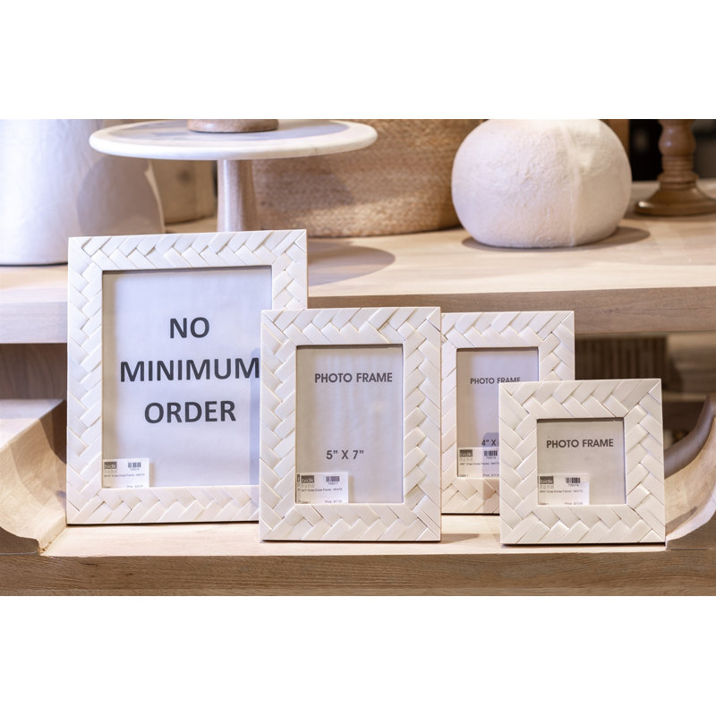 Zephyr Bone Embossed Picture Frame, White, 5" x 7"