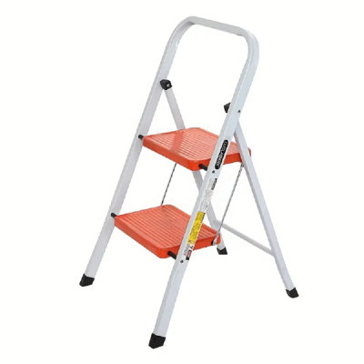 Heavy Duty Folding Step Ladder - Non-Slip Base, Extra Wide Steps, Portable, Space-Saving Design, For Home, Kitchen, Workshop, Garage - 2 Step Ladder (350 Lbs Capacity), Ladder Foldable, Workshop Equipment, Antislip Features
