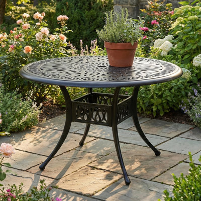 Round Outdoor Dining Table With Umbrella Hole , 100cm cm W 100cm cm D