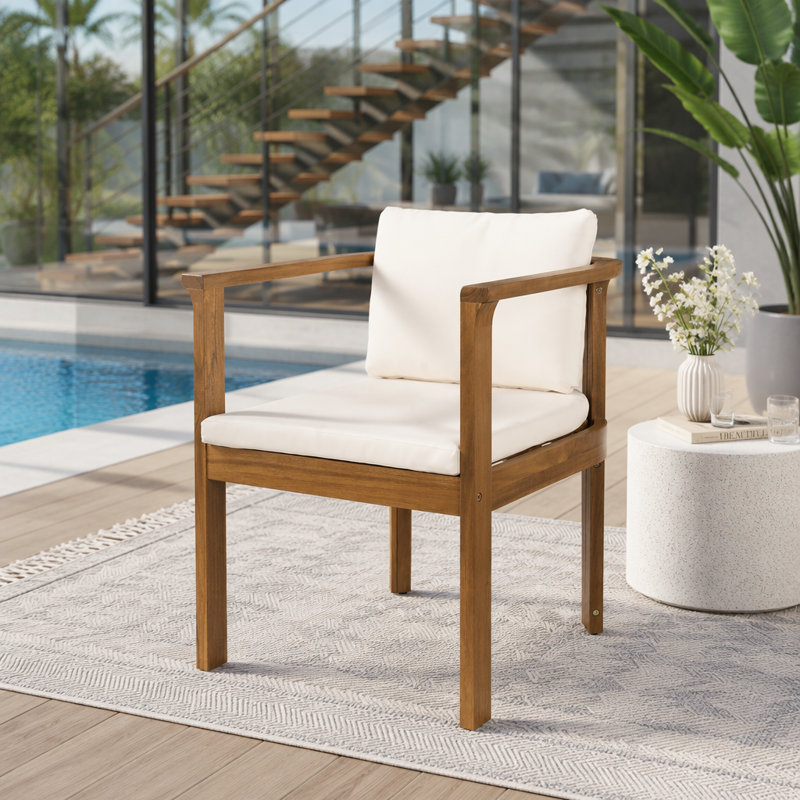 Ensemble de chaises d'extérieur, Crème et teck - 4 pièces
