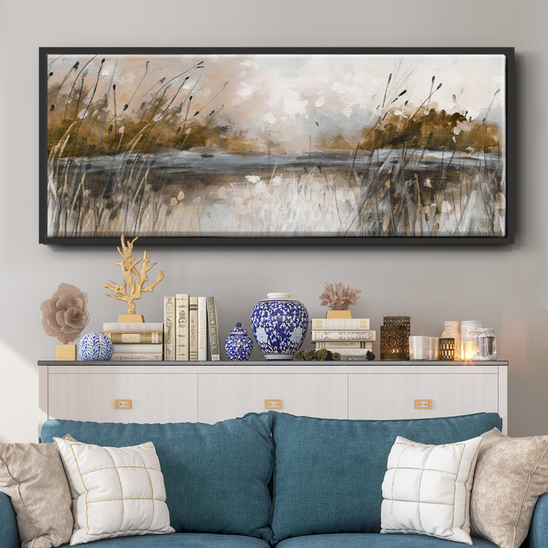 " Honeybloom Lake Views ", Black, 24" H x 60" W x 1.5" D