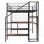 Lit mezzanine double en métal avec bureau Grille en métal - aucun sommier nécessaire, robuste et amp; Spacieux-365985301-365985298