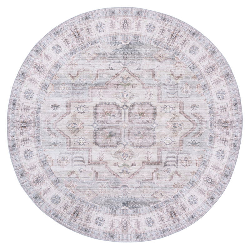Tapis oriental lavable à la machine Arizona 328 Performance, Rond 6 pi