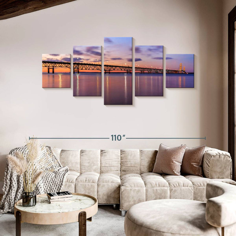 Mackinac Bridge At Dusk