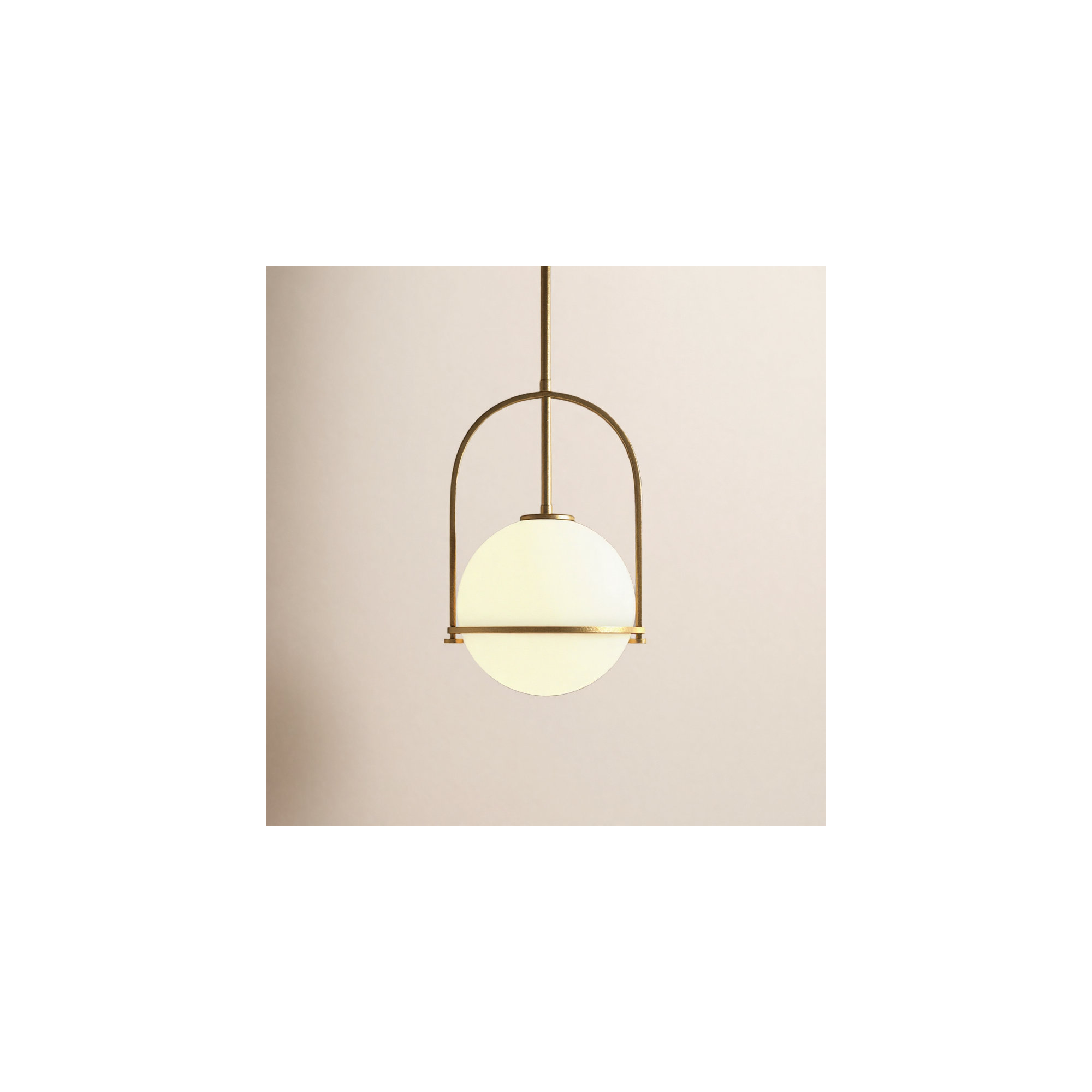 Arie Single Light Pendant w/ Globe Shade, 19" H x 15.5" W x 15.5" D, Heritage Brass