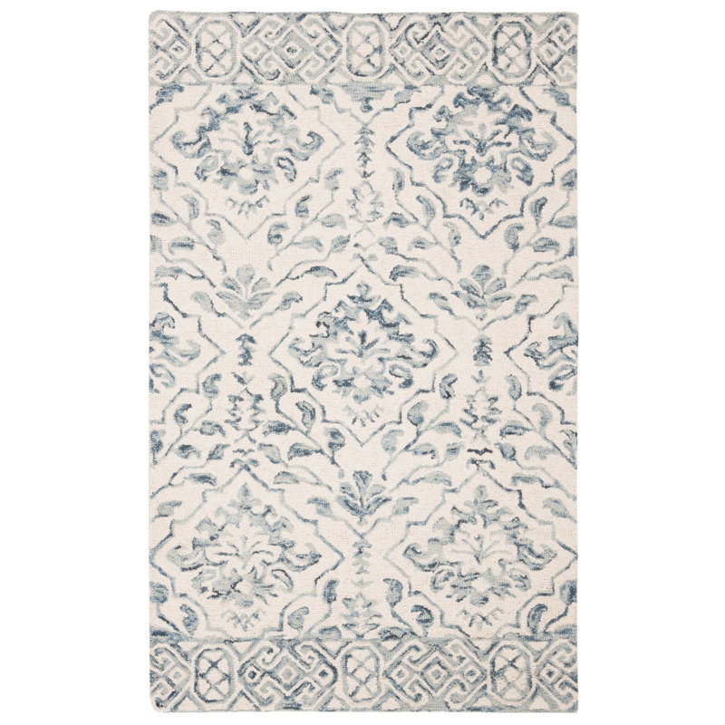Pimentel Hand Tufted Wool Floral Rug, Rectangle 3' x 5'