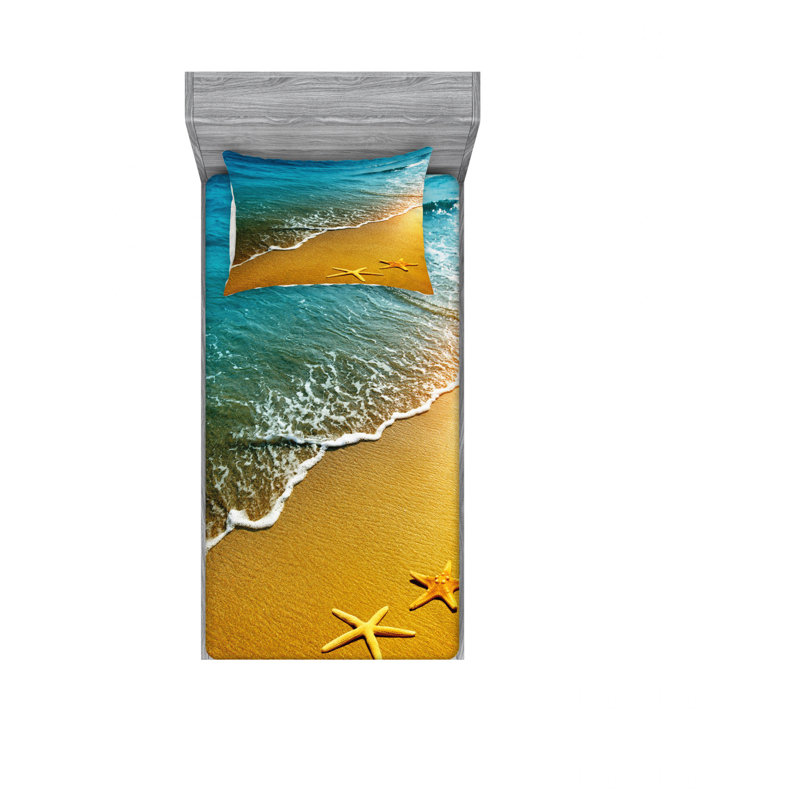 Ensemble de draps Tropical Island Beach Caribbean, Ensemble de draps pour lit simple avec drap-housse
