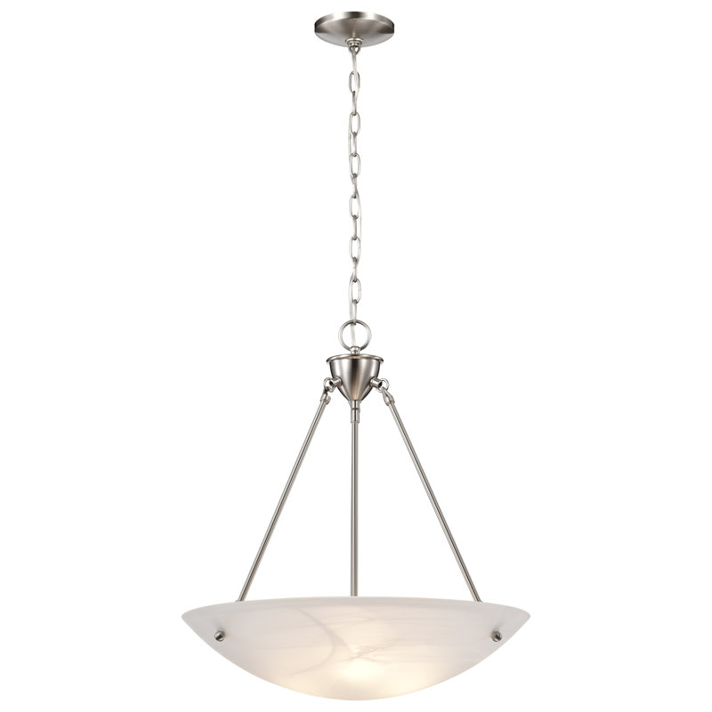 Soho Elegance Brushed Nickel 22.5" Alabaster Glass Bowl Pendant Light