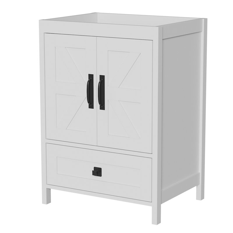 24 Inch Wood Bathroom Vanity Cabinet, White 2402, White, 33.5" H x 24" W x 18.1" D