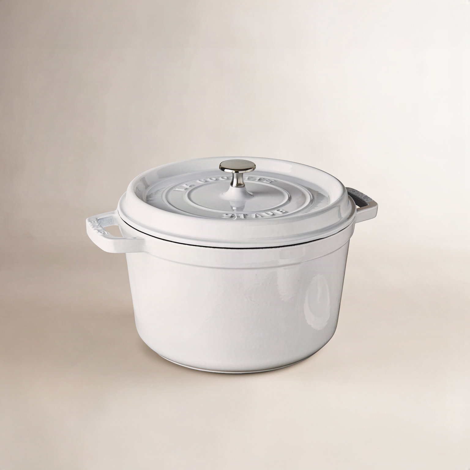 Deep Enameled Cast Iron Cocotte, White
