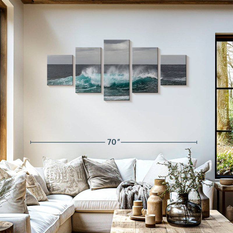 Ensemble de 5 pièces Ocean Wave Pop sur toile, H 55 po x l 24 po x P 1,25 po