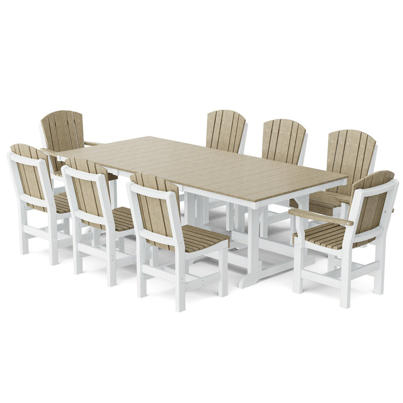 Heritage Dining Set, Weathered Wood/White, 9-Piece
