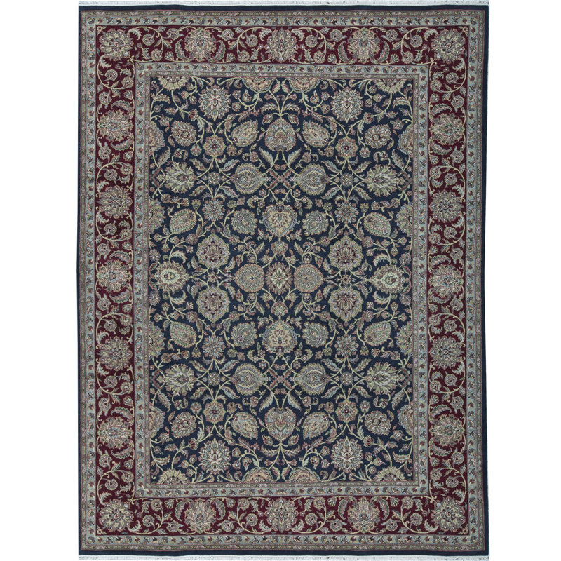 Tapis noir et rouge de haute qualité noué à la main