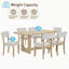 Ensemble de table de salle à manger 7 pièces pour 6 tables de 57 pouces avec 6 chaises rembourrées en lin, style japonais-133467119