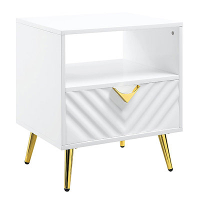 High Gloss End Table With Shelf