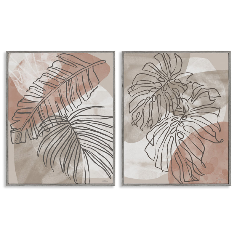 «Natural Earth Tone Palms», ensemble de 2 giclées encadrées par Cat Thurman Designs, Estampe numérique Farmhouse