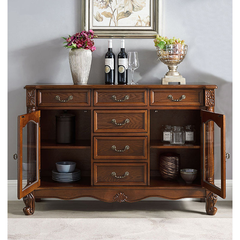 Buffet American, 33.9" H x 59.1" W x 15.3" D, Marron clair