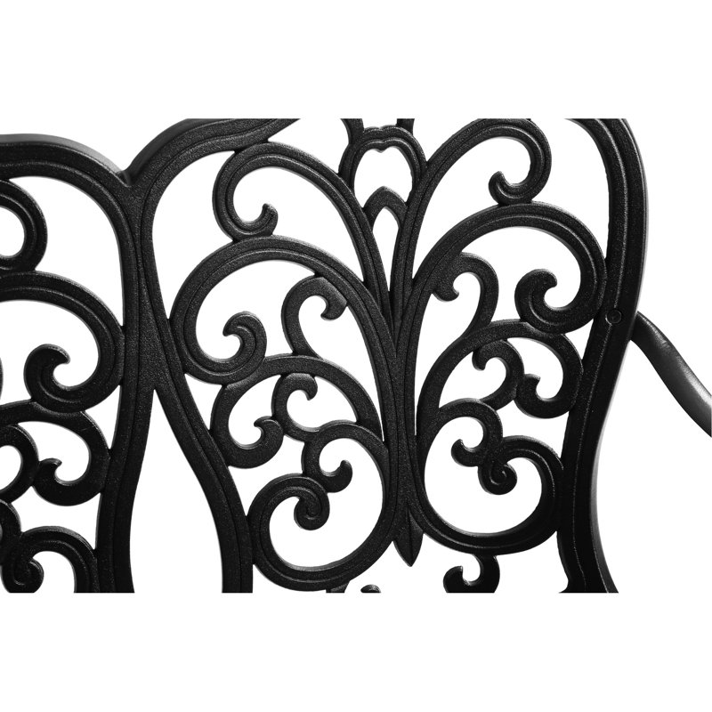 Banc de jardin en fonte d'aluminium à motif floral pour un magnifique porche - utilisation de patio ergonomique en métal noir