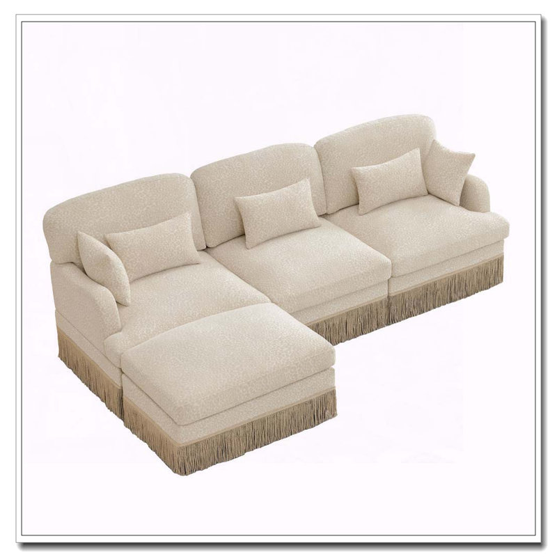 Canapé Comfy Chenille Leopard, Beige + 3 sièges + 1 repose-pieds