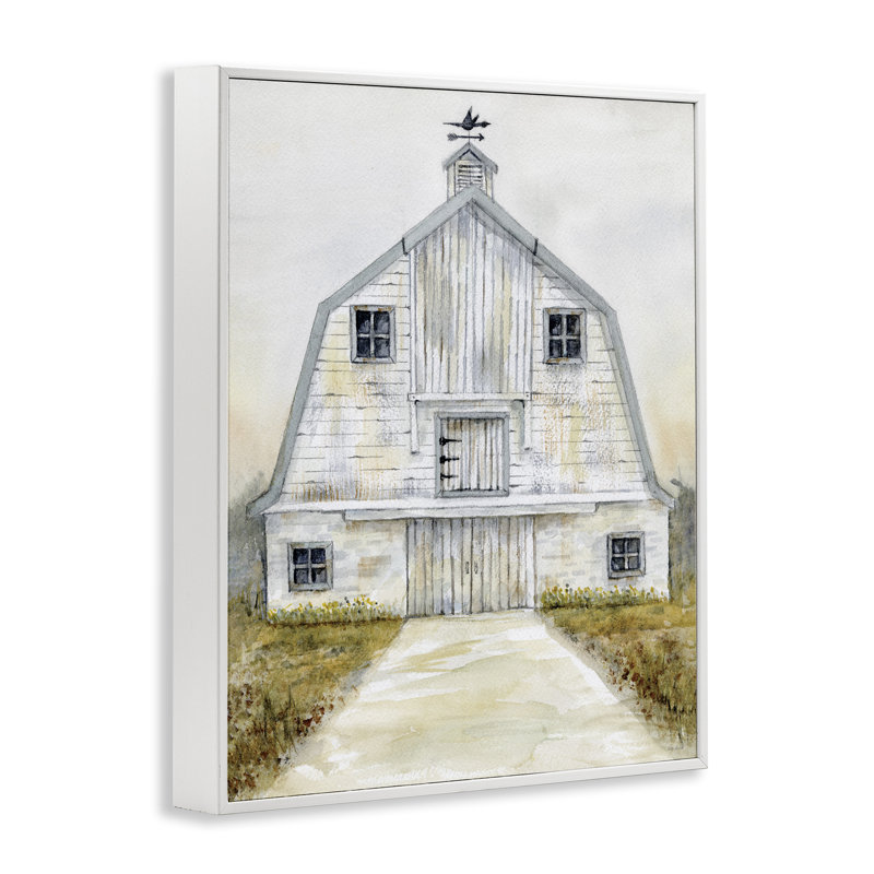 Art de la giclée encadrée de grange blanche par Patti Bishop, H 30 po x l 24 po, Giclée encadrée blanc bord de mer