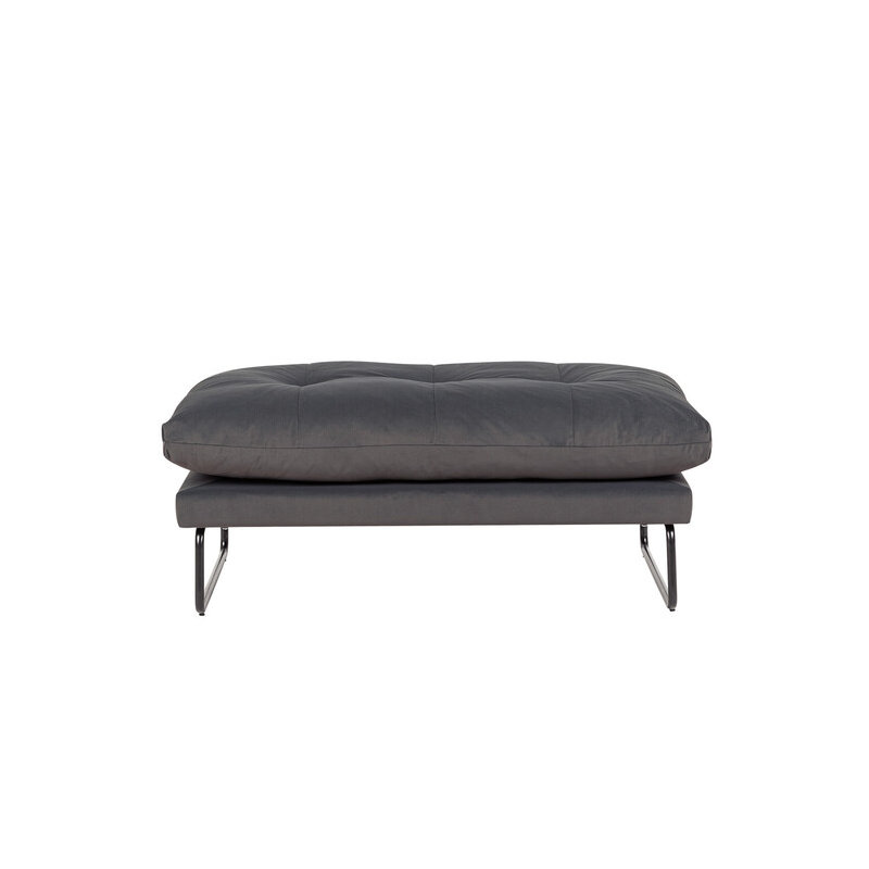 Rafayel Velvet Suburban Sophistication Ottoman, Dark Gray Velvet