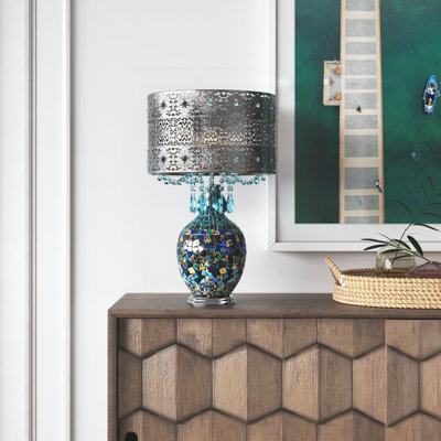 Betton 22"H Turquoise and Silver Mosaic Table Lamp