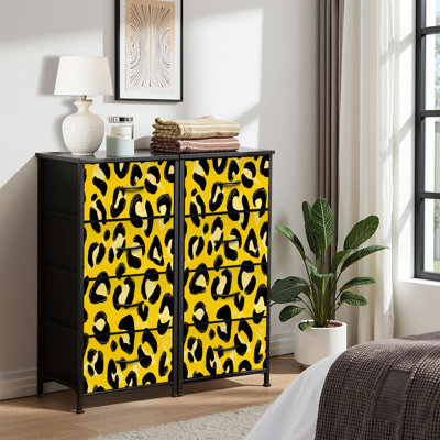 4 Drawer Dresser for Bedroom, Narrow Chest of Drawers, Wooden Top and Study Iron Frame 18"x37.5"-(WxH)