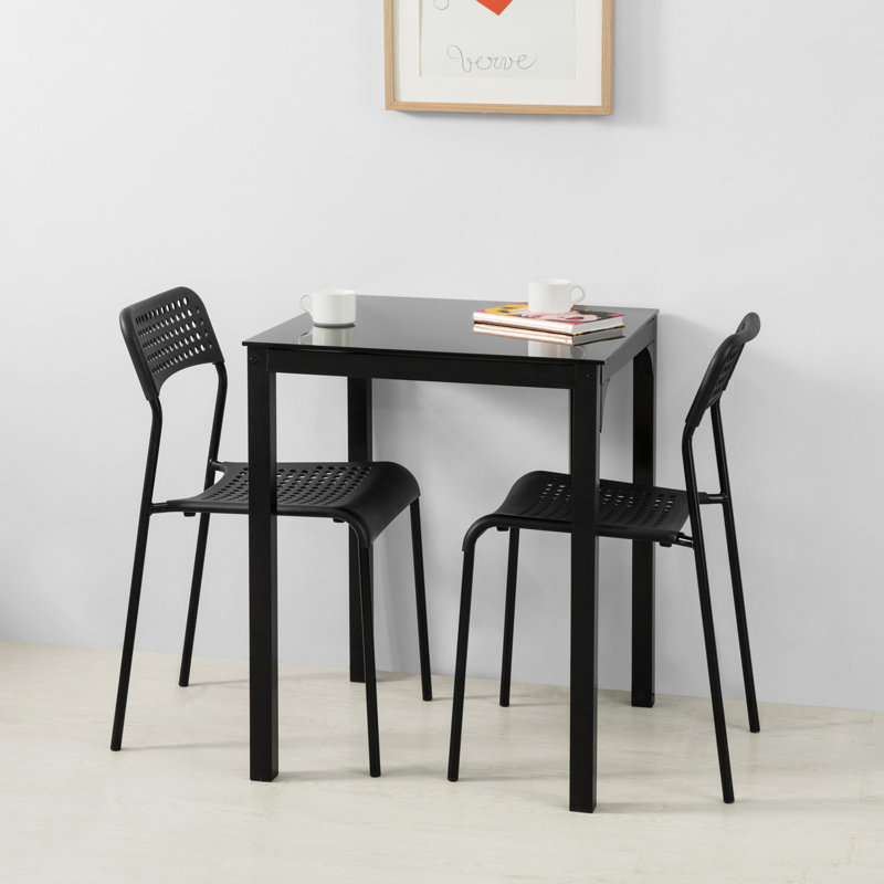 Obed Glass Top Metal Base Dining Table