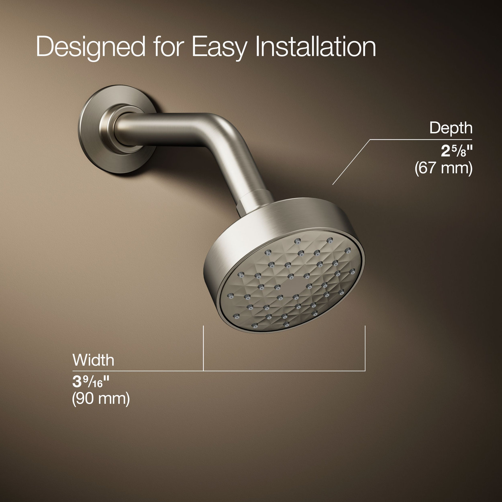 Awaken G90 Single-Function Fixed Shower Head, Vibrant Brushed Nickel,  1.75 GPM