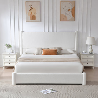 Juanetta 51.8 inch High Headboard Tweed Textured Upholstered Platform Bed With 2 Large en Storage Drawers