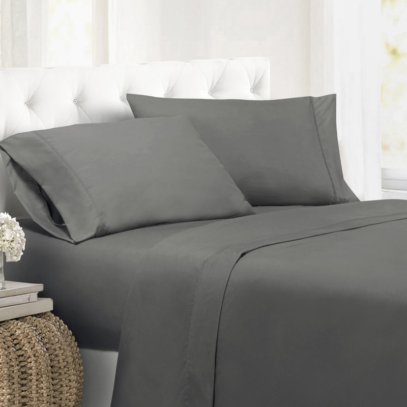Wayfair Basics® 1800 Series Soft Microfiber Sheet Set, Gray, Twin Sheet Set with 1 Pillowcases