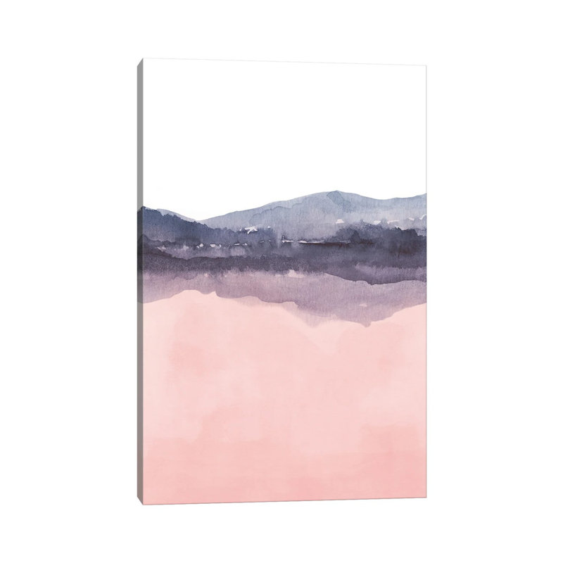 Watercolor Landscape Iv Indigo & Blush Pink - 2/2 by Nouveau Prints - Wrapped Canvas Gallery-Wrapped Canvas Giclée