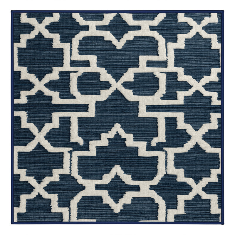 Tapis gris en treillis lavable à la machine, Carré 5 pi