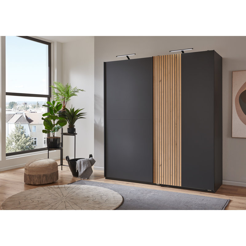 Naadira 2 Door Manufactured Wood Wardrobe, Black
