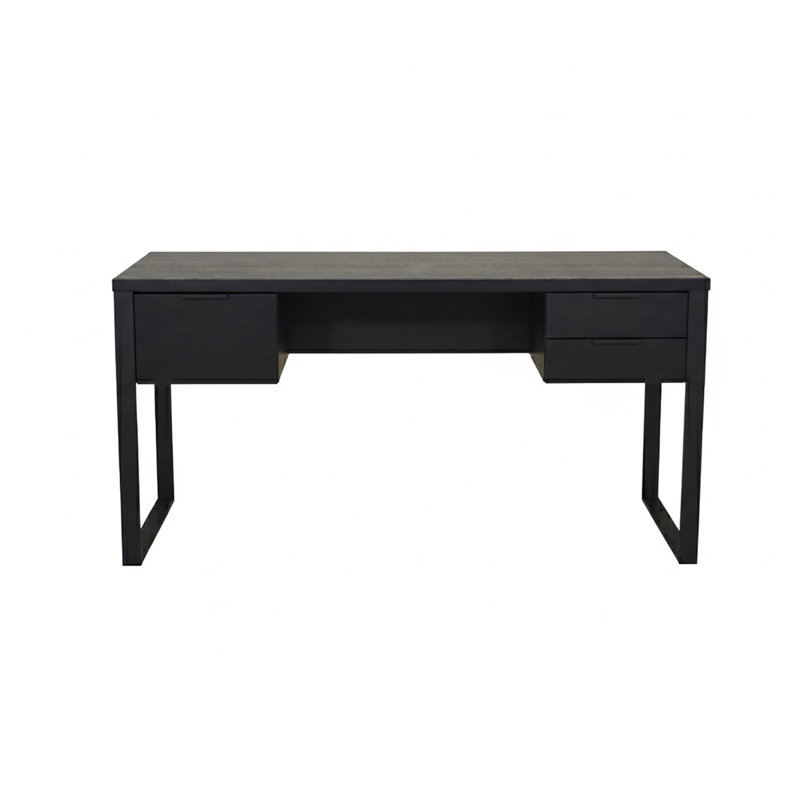 Bureau d'écriture avec rangement en métal Draylen, Chêne noir
