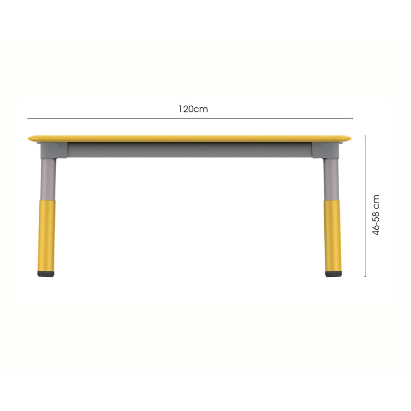 Table d'activité rectangulaire à hauteur ajustable, Jaune