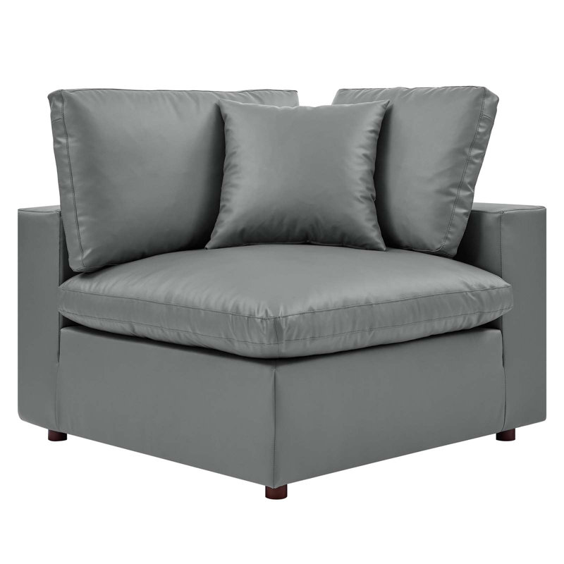 Chaise de coin en cuir Vegan, Similicuir gris