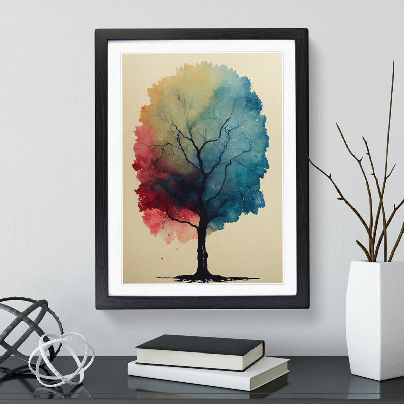 Tree No.3 - Single Picture Frame Painting, Black, 34cm H x 25cm W x 2cm D