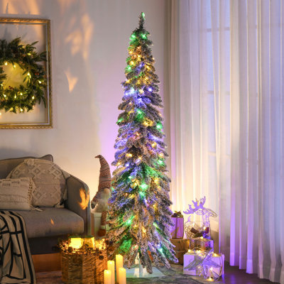 Arbre de Noël de 6 pi avec 640 pieds de branches, 250 lumières colorées ou DEL colorées en forme de Downswept